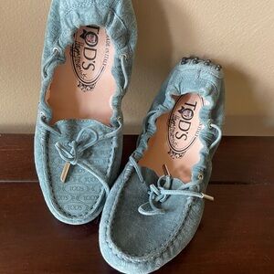 TOD'S HAPPY MOMENTS x Alber Elbaz blue Suede Loafer Driving Moccasins flats 7 37